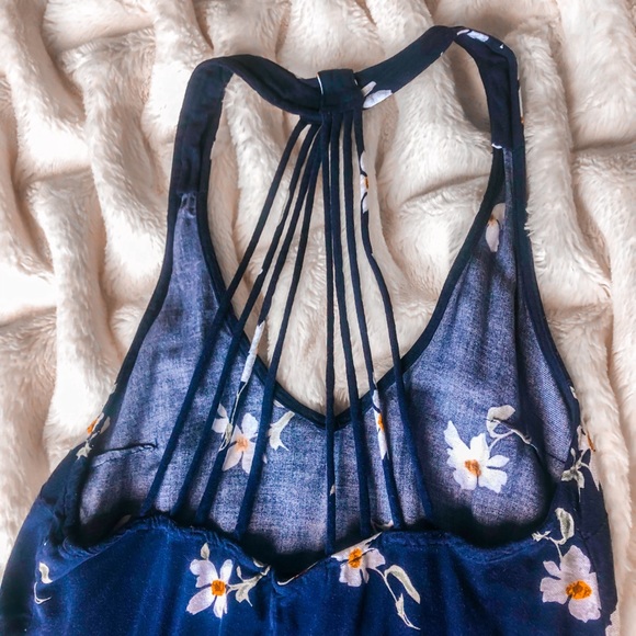 American Eagle Blue Floral Sundress Strappy Back - Picture 2 of 3